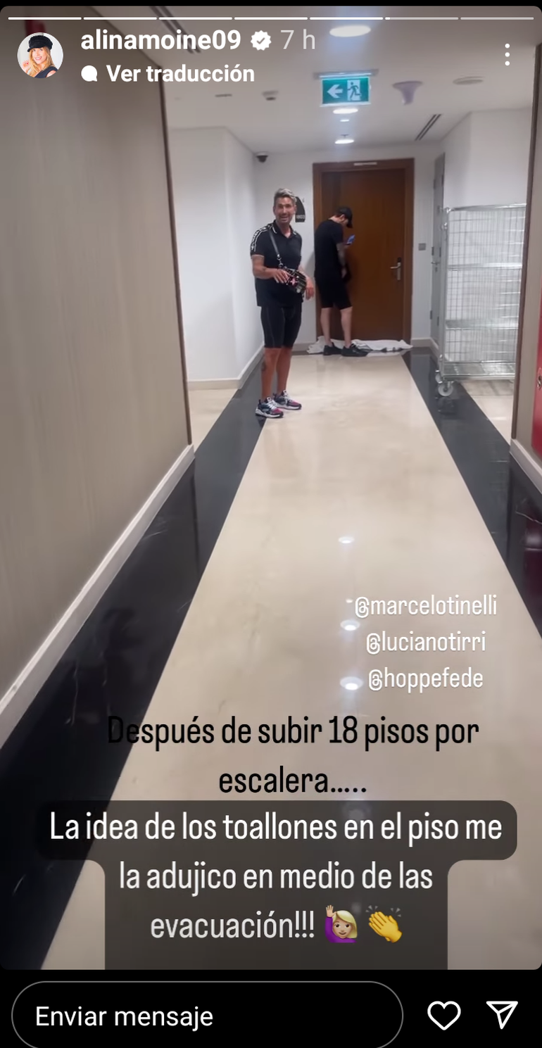 Tinelli y el Tirri subieron por escalera los 18 pisos junto a Alina, para ver cómo estaba su departamento.
