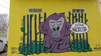 Pintaron un mural en Roca para pedir justicia por el chimpancé Toti