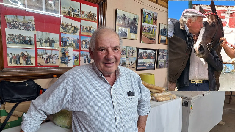 Carlitos, con las fotos de sus caballos de fondo, en el quincho de su chacra. Y besando a Don Carlos tras la victoria del domingo en Neuquén.&nbsp;