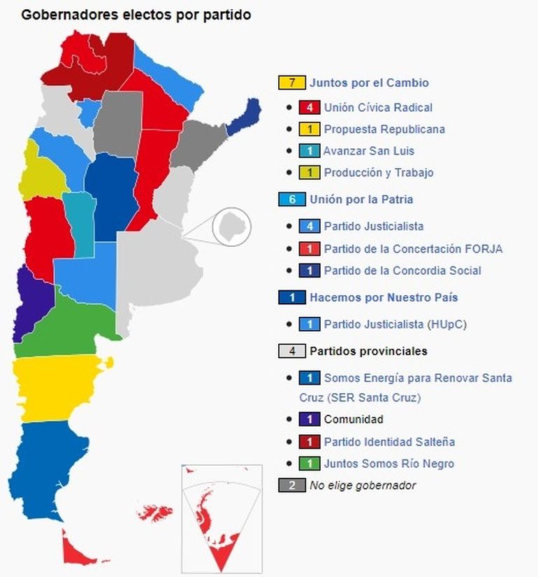 Así quedó el mapa político nacional tras la elección en Mendoza, donde Cornejo volvió a ganar la gobernación. Así quedó el mapa político nacional tras la elección en Mendoza, donde Cornejo volvió a ganar la gobernación.