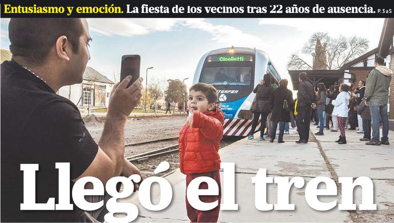 Tapa del diario LMNeuquen, al día siguiente del regreso del tren. Tapa del diario LMNeuquen, al día siguiente del regreso del tren.