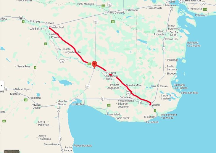 Traza de la ruta 53 desde Choele Choel a Viedma. Traza de la ruta 53 desde Choele Choel a Viedma.