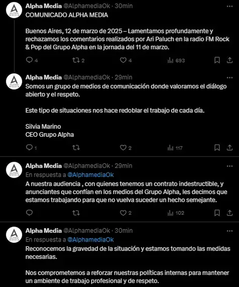 El comunicado completo de Alpha Media. El comunicado completo de Alpha Media.