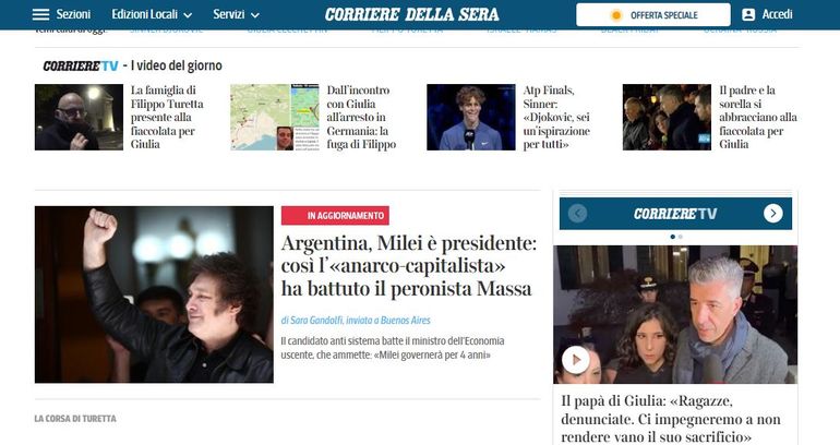 Corriere della Sera, Italia. Corriere della Sera, Italia.