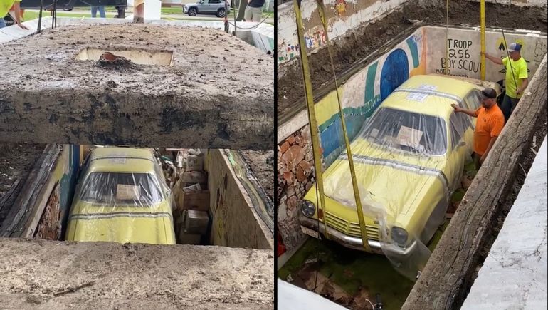 El Chevrolet maldito que fue enterrado en una cápsula del tiempo en 1975. Foto: Captura Facebook Seward County Independent.
