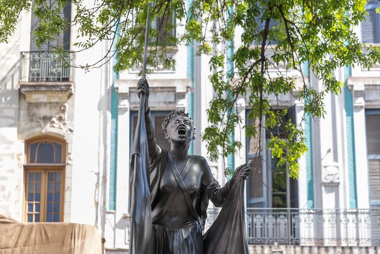 El monumento a María Remedios del Valle en el barrio de Constitución, en CABA. El monumento a María Remedios del Valle en el barrio de Constitución, en CABA.