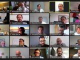 Los referentes del gobierno, los sindicatos y las empresas, durante el encuentro virtual de esta tarde.
