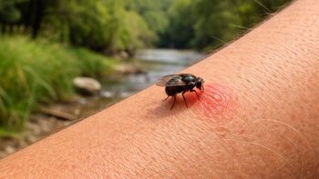 La mosca negra, conocida como barigüí, muerde la piel y genera lesiones dolorosas. La mosca negra, conocida como barigüí, muerde la piel y genera lesiones dolorosas.