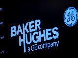 Imagen de archivo del logo de Baker Hughes en el piso de la Bolsa de Valores de Nueva York (NYSE), EEUU, Junio 24, 2019. REUTERS/Brendan McDermid
