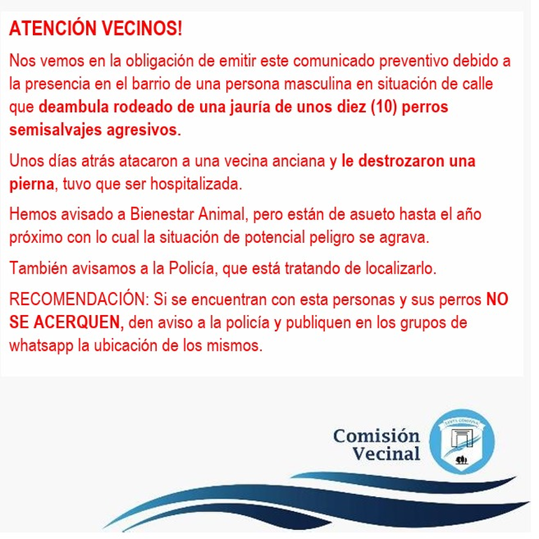 En Santa Genoveva tienen miedo de que los perros lastimen de nuevo a algún vecino del barrio. En Santa Genoveva tienen miedo de que los perros lastimen de nuevo a algún vecino del barrio.