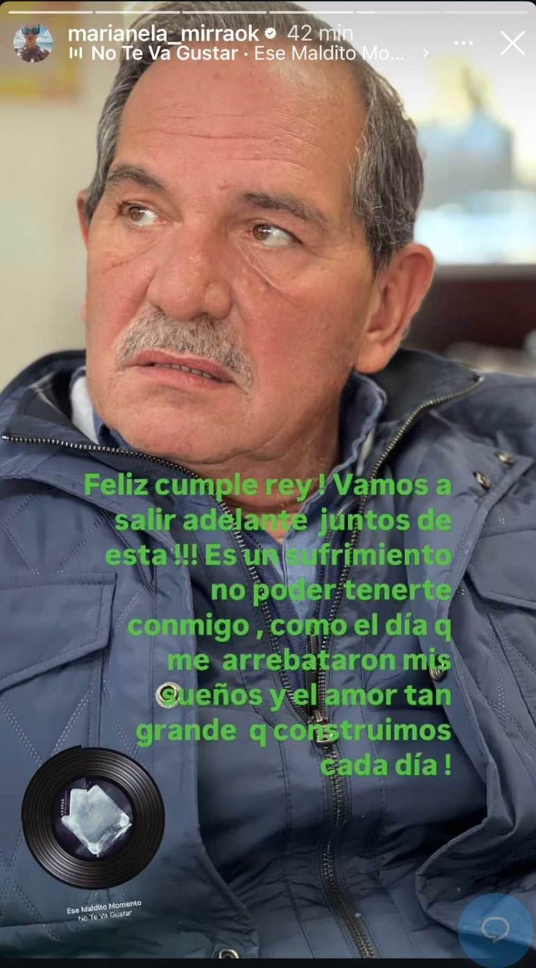 El mensaje de Marianela Mirra a José Alperovich en su cumpleaños número 70. El mensaje de Marianela Mirra a José Alperovich en su cumpleaños número 70.