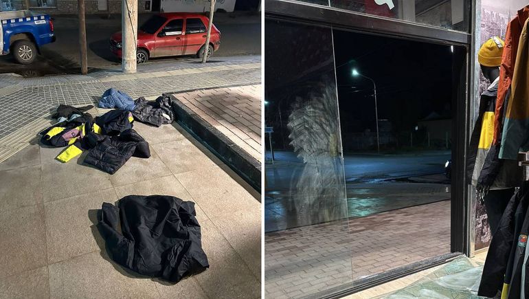 Del local comercial se llevaron este martes 40 camperas de nieve. Del local comercial se llevaron este martes 40 camperas de nieve.