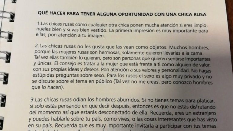 Escándalo por consejos machistas de la AFA para seducir rusas