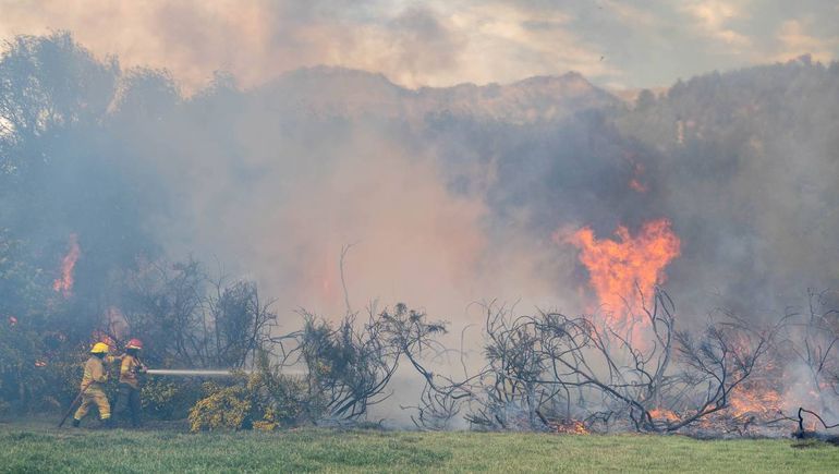 El viento descontroló un incendio de pastizales en San Martín de los Andes