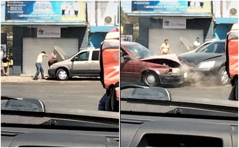 ¿El video del año? Filmaba el incendio de un auto cuando pasó algo inesperado