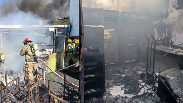 El incendio en el shop de la estación de servicios de avenida Mosconi causó daños considerables / Foto