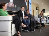 Marina Dal Poggetto, Emanuel Álvarez Agis, Hernán Lacunza y Virginia Porcella en el Panel Economía. Créditos: Dan Damelio.