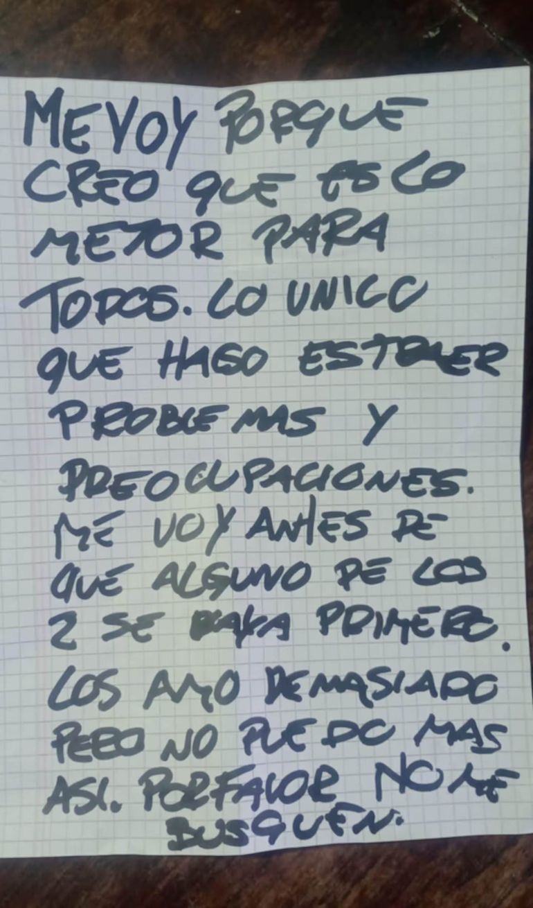 Antes de irse, Nahiara dejó una carta en donde pidió que no la busquen. Antes de irse, Nahiara dejó una carta en donde pidió que no la busquen.