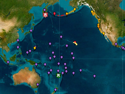 El mapa de aviso por alerta de tsunami en el océano Pacífico tras el terremoto en Rusia