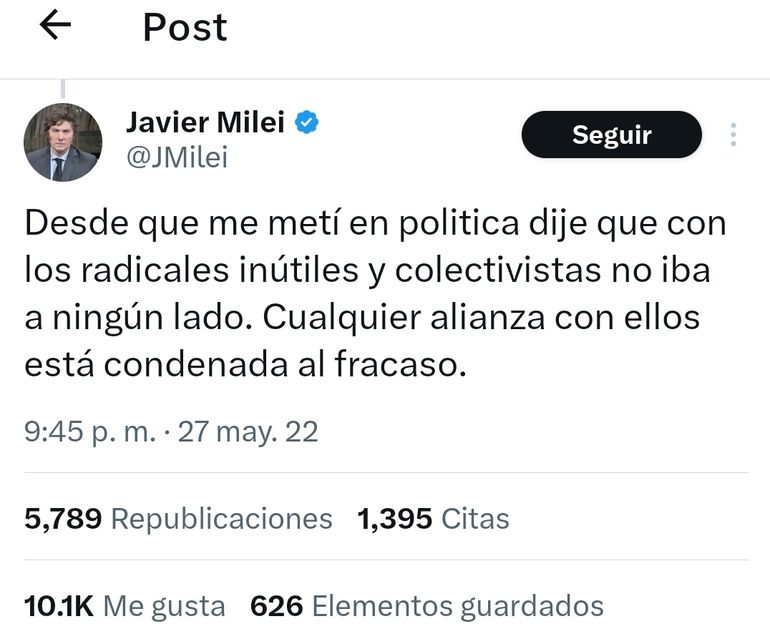 Javier Milei criticó en reiteradas oportunidades a sus adversarios políticos. Ahora les pide alianza. Javier Milei criticó en reiteradas oportunidades a sus adversarios políticos. Ahora les pide alianza.