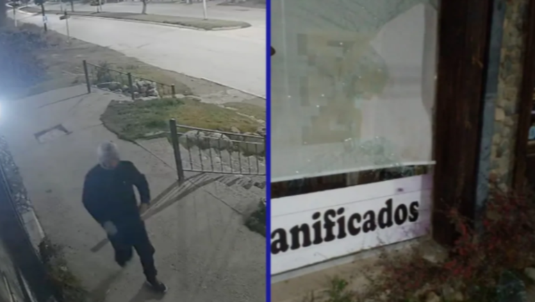 La imagen del ladrón que rompe vidrieras en las madrugadas