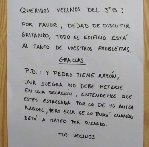 Viral Se Harto De Las Peleas De Sus Vecinos Y Pego Un Gracioso Cartel