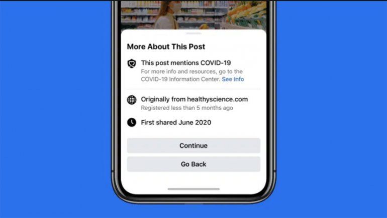 Facebook mostrará una advertencia antes de compartir notas sobre coronavirus