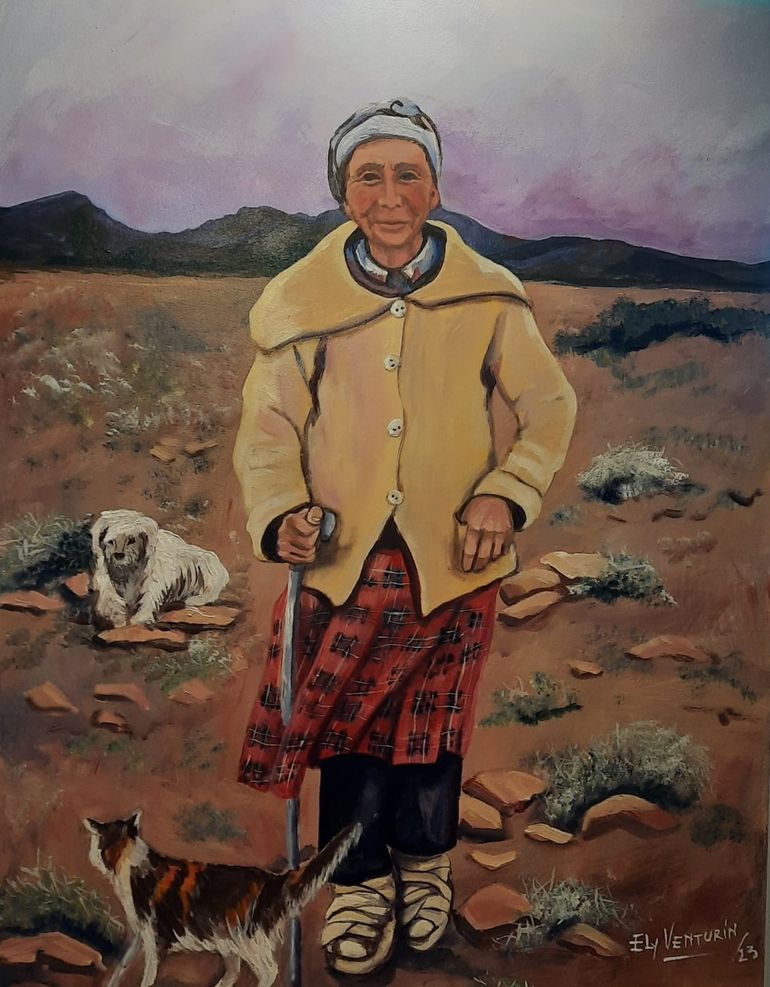 La pintura donde se la ve a Marcelina, un gran personaje de Neuquén. La pintura donde se la ve a Marcelina, un gran personaje de Neuquén.