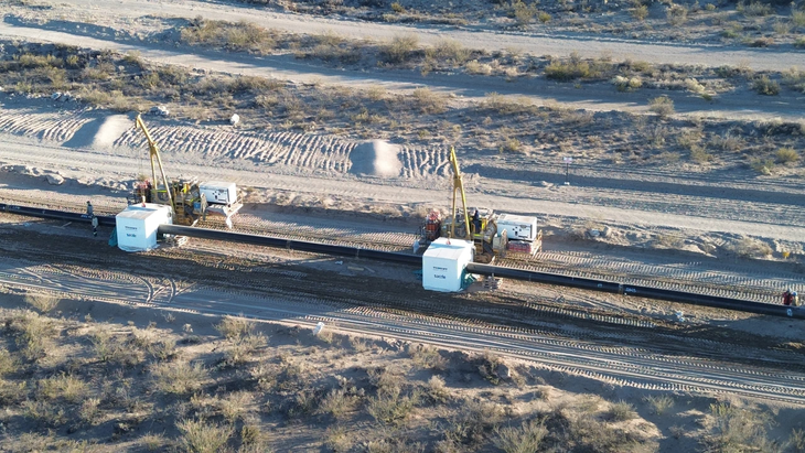 Avances en la construcción del oleoducto Vaca Muerta Oil Sur en la Patagonia rionegrina.