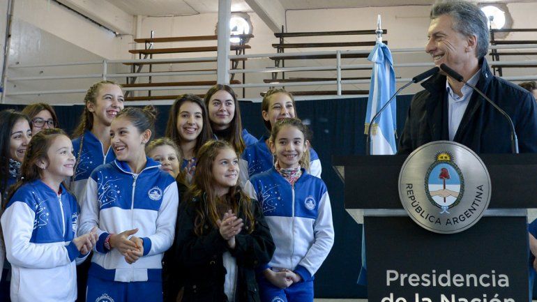 El presidente Mauricio Macri en el Club Social y Deportivo Juventud Unida.