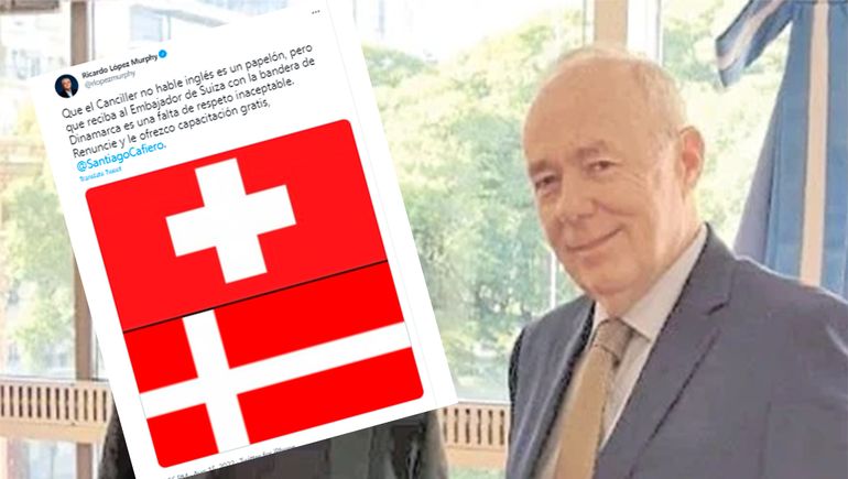 La Cancillería y su nuevo papelón: confundieron la bandera de Suiza con la de Dinamarca
