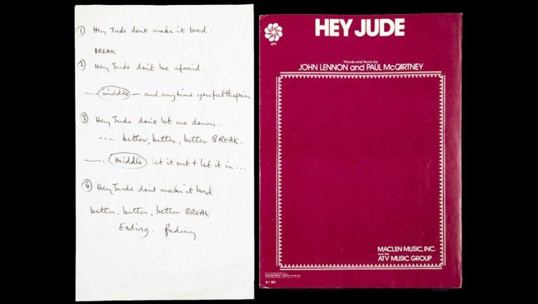 Pagan fortuna por el manuscrito de Hey Jude