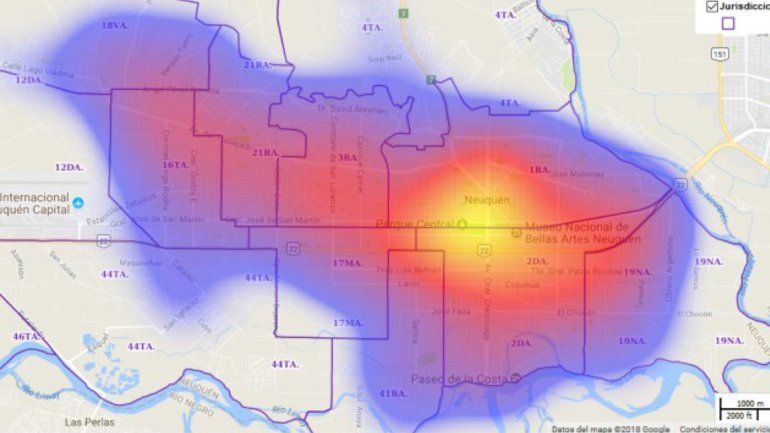 El centro y el bajo neuquino es la zona caliente para la actividad delictiva