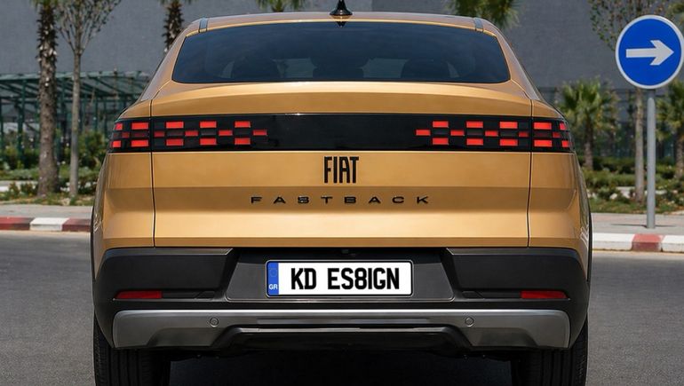La imagen simulada del Fiat Fastback 2027 creada a partir de la foto real que apareció en Marruecos. Foto: KDesign AG La imagen simulada del Fiat Fastback 2027 creada a partir de la foto real que apareció en Marruecos. Foto: KDesign AG