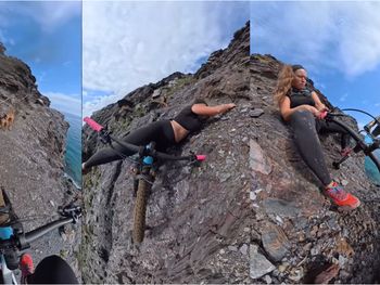 La influencer pedaleaba por el sendero angosto de un terreno inclinado cuando se detuvo ante su mascota y resbaló. La influencer pedaleaba por el sendero angosto de un terreno inclinado cuando se detuvo ante su mascota y resbaló.