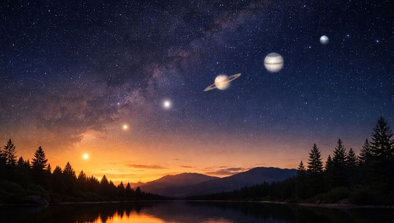 Los planetas ocuparán su lugar en el cielo vespertino durante el breve desfile astronómico de fines de febrero.