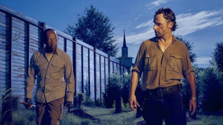 Rick Grimes y Lennie James en la sexta temporada de la serie.