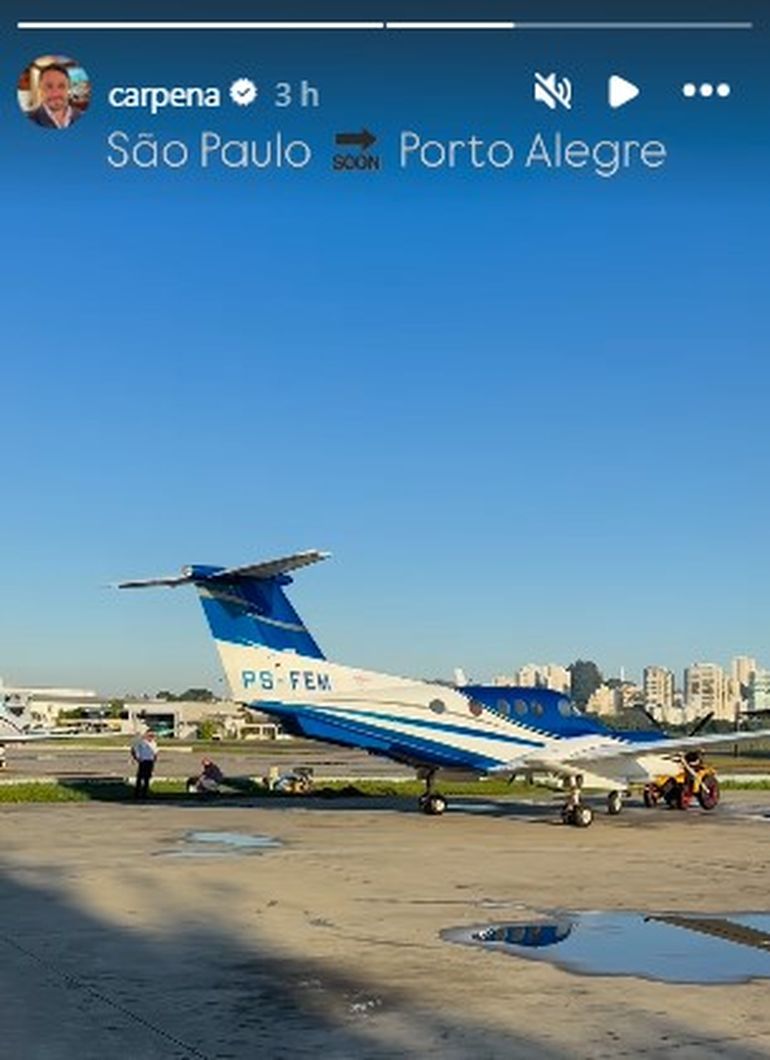 El abogado y empresario Márcio Carpena, dueño de la aeronave siniestrada en San Pablo, subió una historia a sus redes momentos antes del despegue.