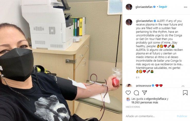 Gloria Estefan donó plasma y lo anunció de una divertida manera