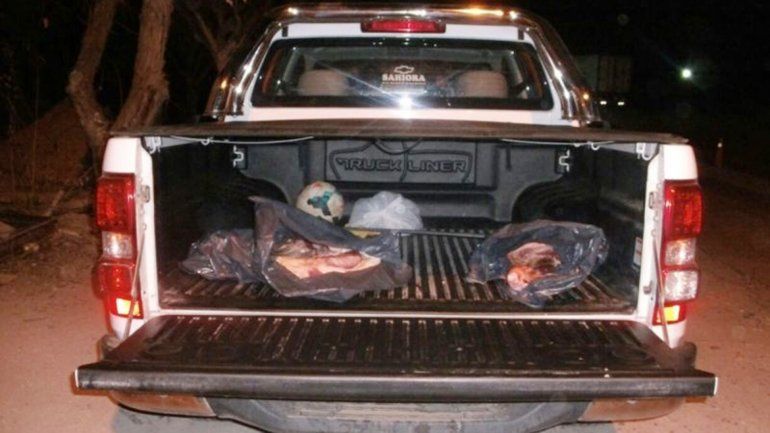 La camioneta Chevrolet S10 con la carne procedente de La Pampa.