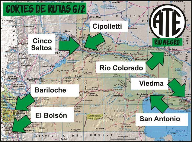ATE Río Negro cortará mañana los puentes carreteros en Neuquén y Centenario