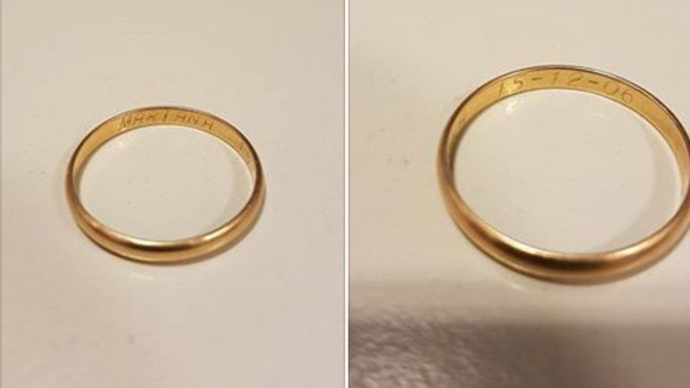 El anillo que encontró Val Jaramillo en el BPN.&nbsp;