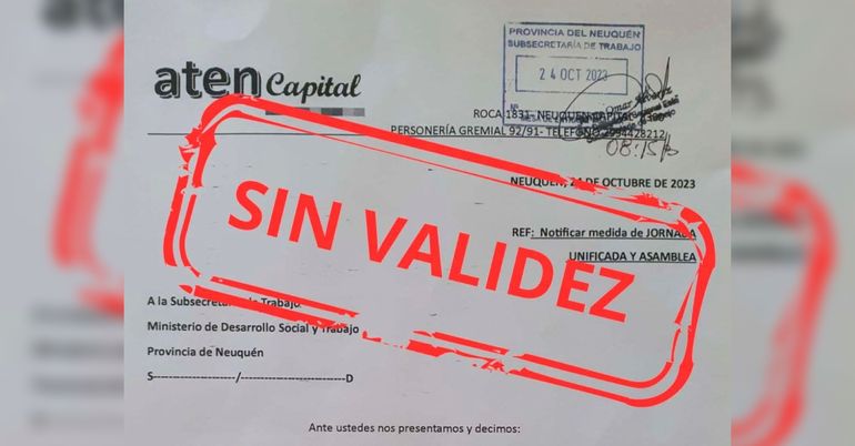 ATEN Provincial advirtió que la medida de ATEN Capital no tiene validez. ATEN Provincial advirtió que la medida de ATEN Capital no tiene validez.