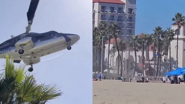 Un impactante accidente de helicóptero ocurrió en una playa de Los Angeles.
