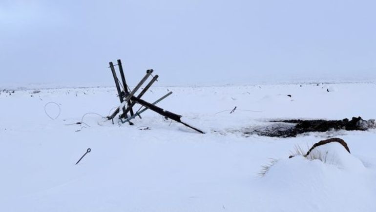 Postes caídos por la acumulación de nieve. Postes caídos por la acumulación de nieve.