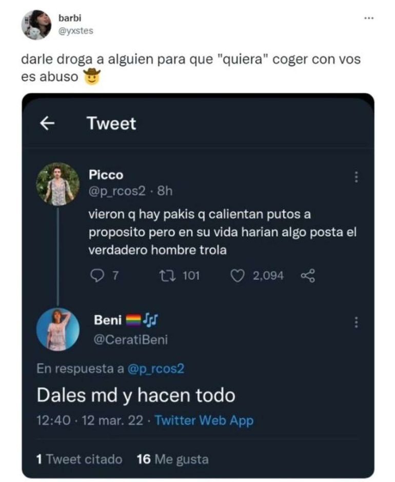 El polémico tuit de Benito Cerati.