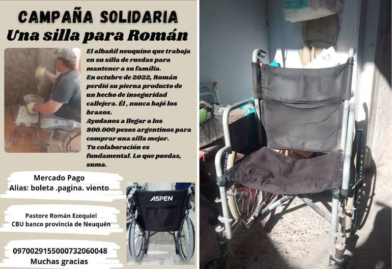 Su silla de ruedas está en muy mal estado. Su silla de ruedas está en muy mal estado.