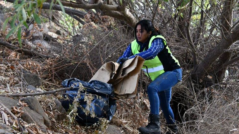 Las cuadrillas de mujeres de Limpieza Urbana trabajando en el sector de Parque Agreste Las cuadrillas de mujeres de Limpieza Urbana trabajando en el sector de Parque Agreste