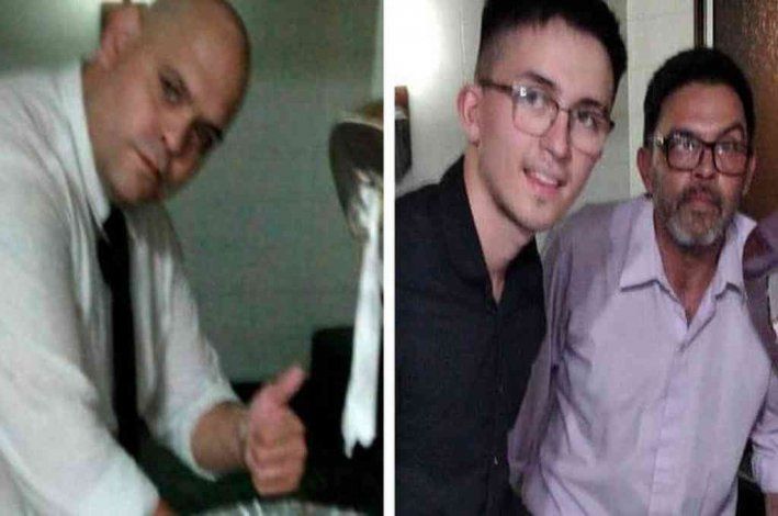 La foto de Diego Molina junto al cajón, y la de Claudio Fernández junto a su hijo.