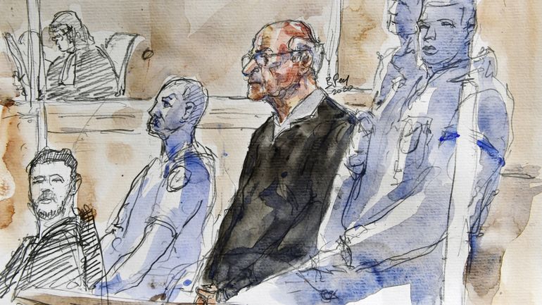 Un dibujo de Joël Scouarnec durante un juicio previo Un dibujo de Joël Scouarnec durante un juicio previo